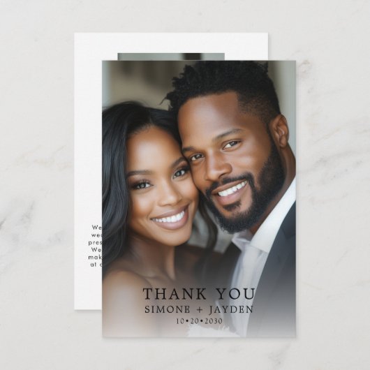 Elegante bruiloft Afro-Amerikaanse 2 foto Dank u Bedankkaart (Voorkant / Achterkant)