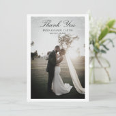 Elegante bruiloft bedankkaart met foto – Editab (Staand voorkant)