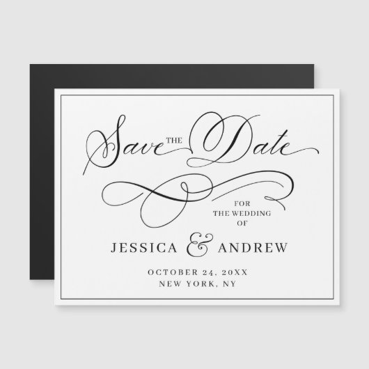 Elegante Bruiloft Bewaar de Datum Eenvoudige Magne (Voorkant / Achterkant)