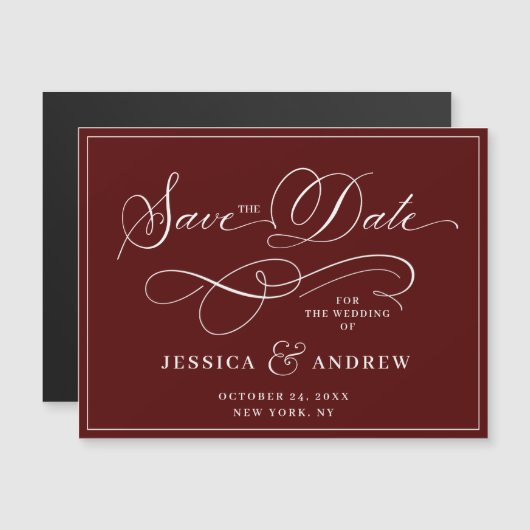 Elegante Bruiloft Bewaar de Datum Eenvoudige Magne (Voorkant / Achterkant)