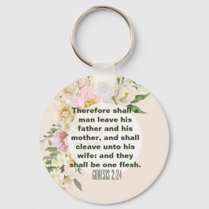 Elegante bruiloft Bijbel Verse Genesis Bloemen Ran Sleutelhanger