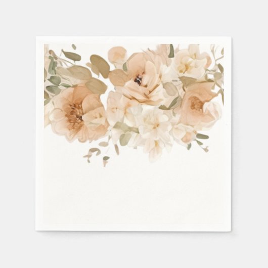 Elegante bruiloft bloem gedempte perzik servet (Voorkant)