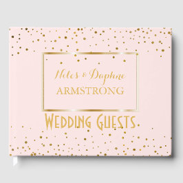 Elegante bruiloft | Blush Pink Gold Confetti Gastenboek