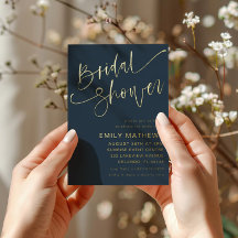 Elegante Bruiloft Borrel Blauwe & Gouden Calligraf