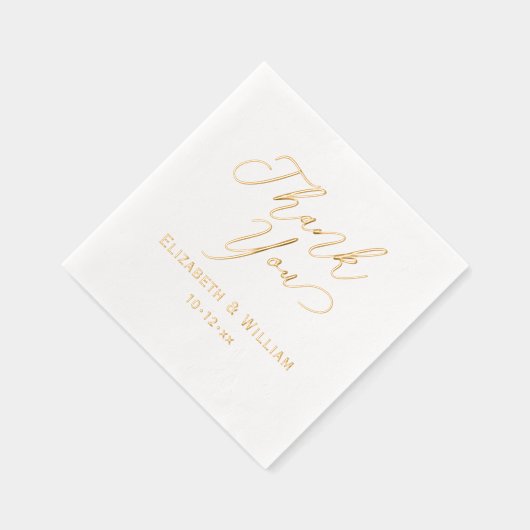 Elegante bruiloft bruid bruidegom datum dank u #1 folie servetten (Rechts)