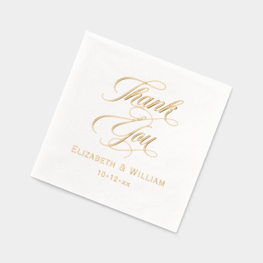 Elegante bruiloft bruid bruidegom datum dank u #2 folie servetten (Links)