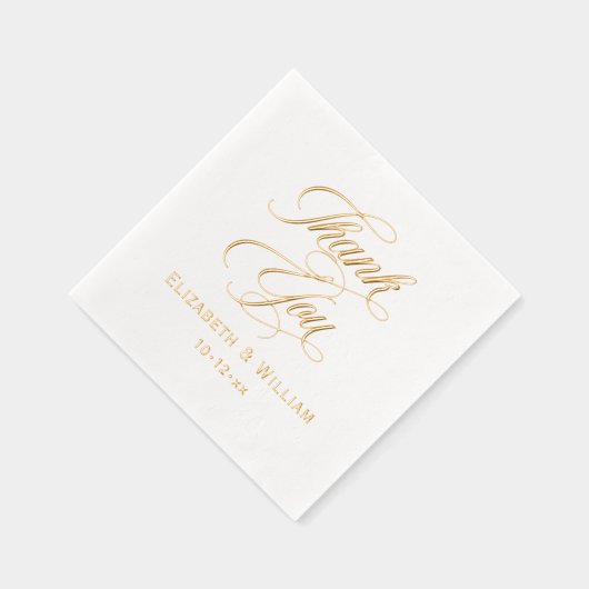 Elegante bruiloft bruid bruidegom datum dank u #2 folie servetten (Rechts)