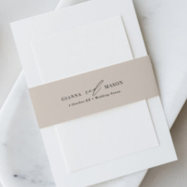 Elegante bruiloft buik band met kalligrafie letter uitnodigingen wikkel