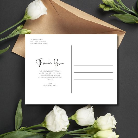 Elegante bruiloft collage dank u briefkaart