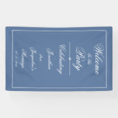 Elegante bruiloft Custom Chic Dusty Blue Welkom Spandoek (Horizontaal)
