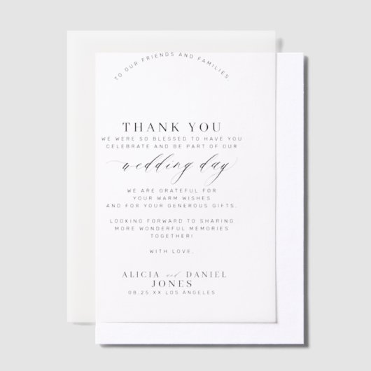 Elegante bruiloft dank u aangepaste bericht overla vellum uitnodigingen (Offset)