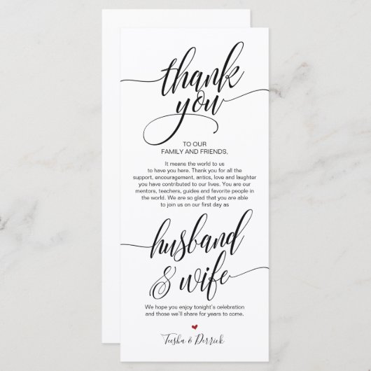 Elegante bruiloft Dank u plaats instelling Kaart (Voorkant / Achterkant)