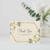 Elegante bruiloft dank u Waterverf Bloemen Goud Briefkaart (Staand voorkant)
