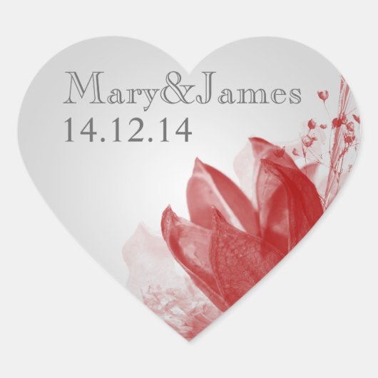 Elegante bruiloft datum schoonheid van Natuur rood Hart Sticker (Voorkant)