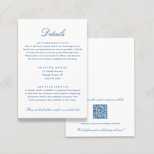 Elegante bruiloft Details Hotel Info QR code Informatiekaartje