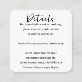 Elegante Bruiloft Duidelijke Eenvoudige QR Code Informatiekaartje