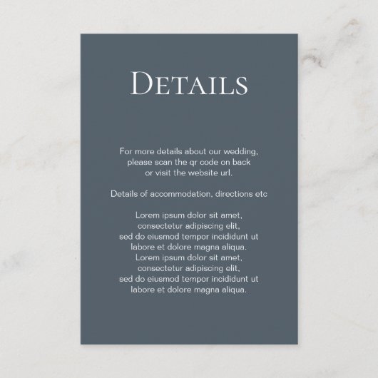 Elegante Bruiloft Duidelijke Eenvoudige QR Code Informatiekaartje (Voorkant)