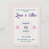 Elegante bruiloft Een roze beige ontwerp, roze blo Kaart (Voorkant / Achterkant)