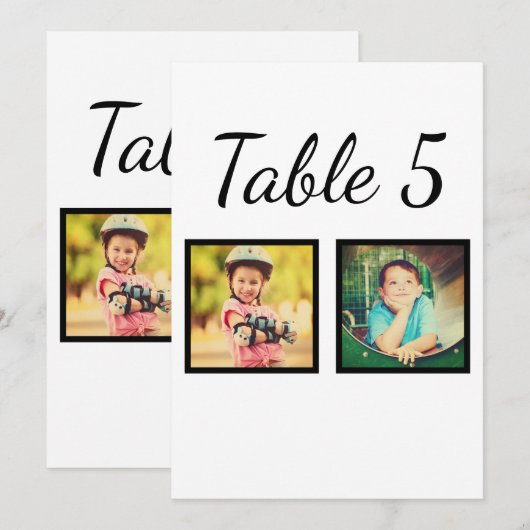 Elegante bruiloft foto zwart wit tafel nummer kaart (Voorkant / Achterkant)