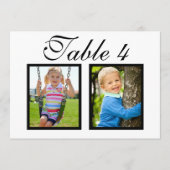 Elegante bruiloft foto zwart wit tafel nummer kaart (Voorkant)