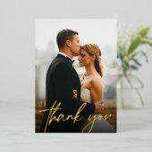 Elegante bruiloft foto's Modern script Folie Feestdagenkaart (Staand Voorkant)