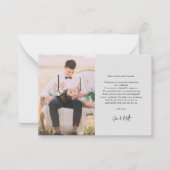 Elegante bruiloft foto's Script Dank u kaart Notitiekaartje (Achterkant)