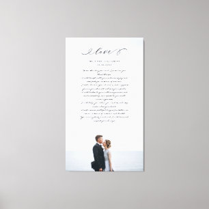 Elegante bruiloft geloften liefde script minimale  canvas afdruk
