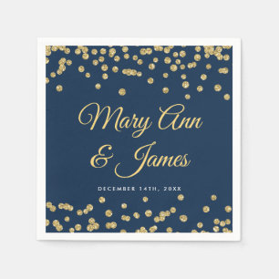Elegante bruiloft Gold Faux Glitter Confetti Navy Servetten