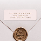 Elegante bruiloft goud roze retour adres etiket