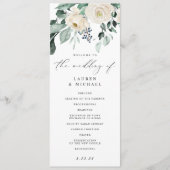 Elegante bruiloft groen blad wit bloemprog programma (Voorkant)