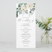 Elegante bruiloft groen blad wit bloemprog programma (Staand voorkant)