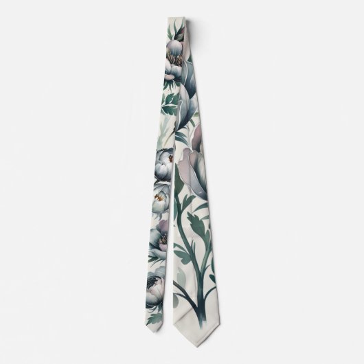 Elegante bruiloft groen en grijs boeket bruidegom stropdas (Achterkant)