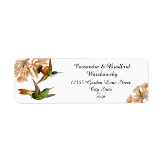 Elegante bruiloft Groene kolibrie Blush Roze Etiket