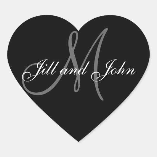 Elegante bruiloft gunst Stickers hart vorm (Voorkant)