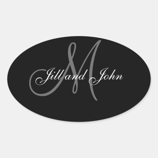 Elegante bruiloft gunst Stickers ovale vorm (Voorkant)