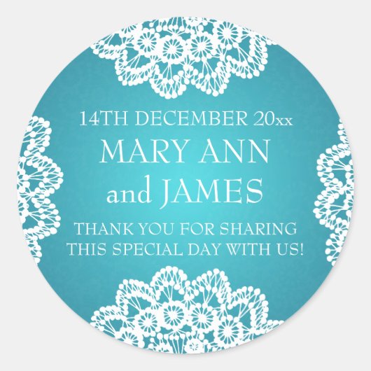 Elegante bruiloft gunst tag  kant blauw (Voorkant)