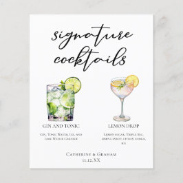 Elegante bruiloft handtekening cocktails menu