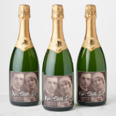 Elegante bruiloft Jubileum foto Sparkling Wijnetiket (Flessen)
