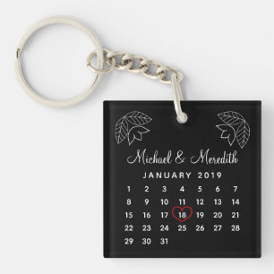 Elegante bruiloft Jubileum gepersonaliseerde kalen Sleutelhanger