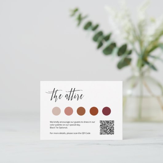 Elegante bruiloft kleding kleur Pallette QR Code K Informatiekaartje (Staand voorkant)