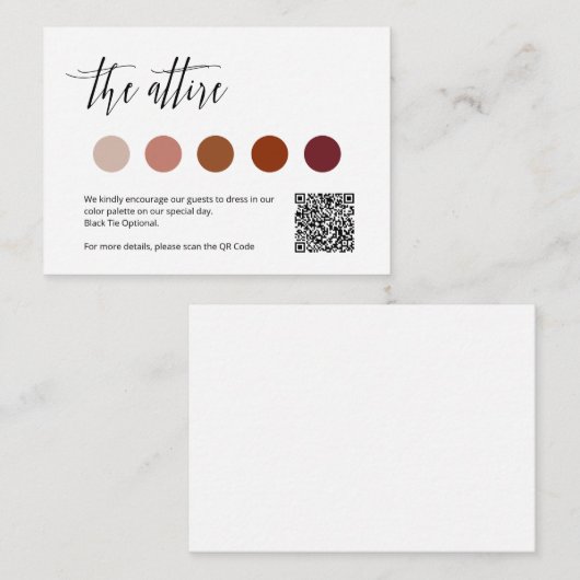 Elegante bruiloft kleding kleur Pallette QR Code K Informatiekaartje (Voorkant / Achterkant)