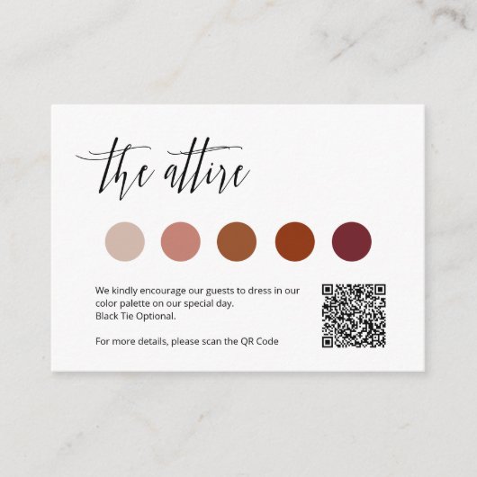 Elegante bruiloft kleding kleur Pallette QR Code K Informatiekaartje (Voorkant)