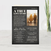 Elegante bruiloft krant w. Tijdlijn Zwart & Goud Folie Wenskaart (Achterkant)