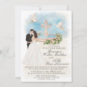 Elegante bruiloft met bruid en bruidegom Foutain Kaart (Voorkant)