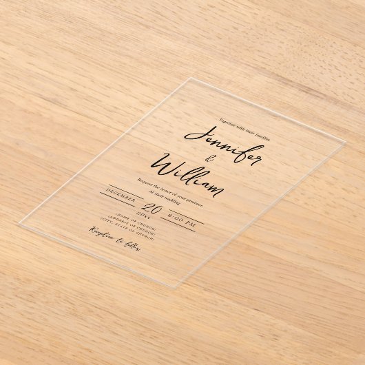 Elegante bruiloft moderne script typografie acryl uitnodigingen (Laagn)
