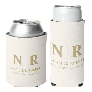 Elegante bruiloft Monogram Bruidegom Initialen Gou Blikjeskoeler