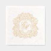 Elegante bruiloft Monogram Crest Folie Servetten (Voorkant)