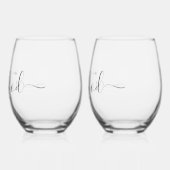 Elegante Bruiloft Monogram Drinkware Set Wijnglas Zonder Voet (Links)