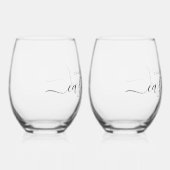 Elegante Bruiloft Monogram Drinkware Set Wijnglas Zonder Voet (Rechts)