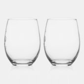 Elegante Bruiloft Monogram Drinkware Set Wijnglas Zonder Voet (Links)